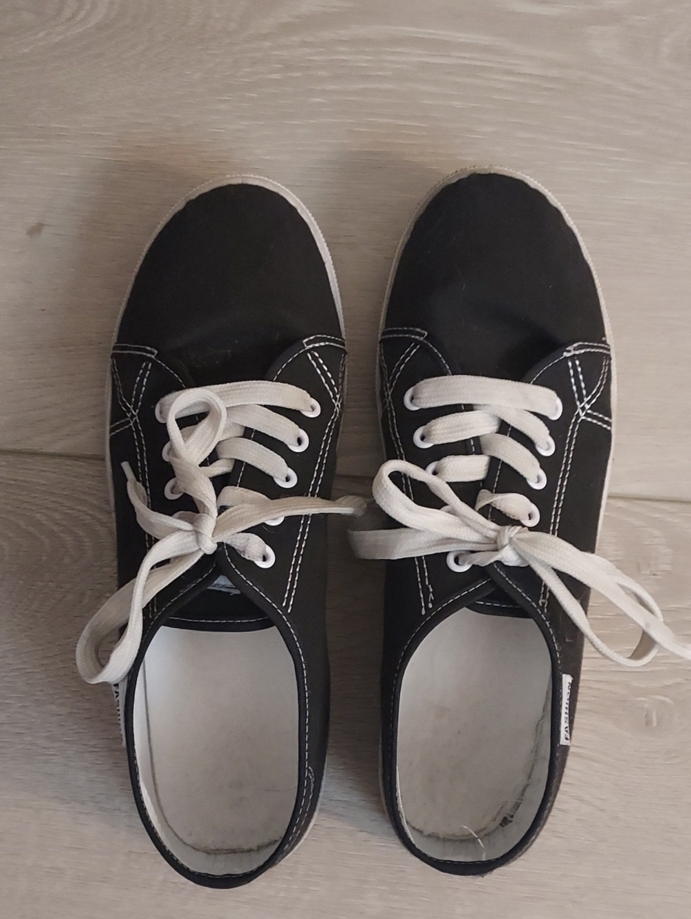 Women's Black Canvas Lace-Up Sneakers